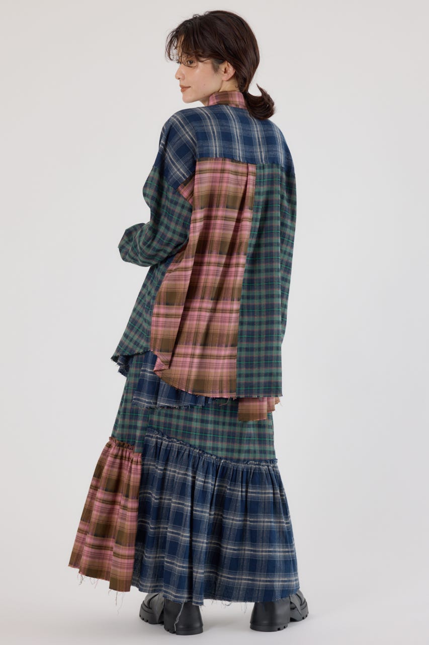 パッチワークチェックシャツ Multi_1 FREE