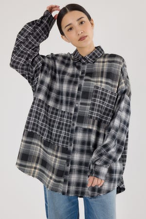 パッチワークチェックシャツ