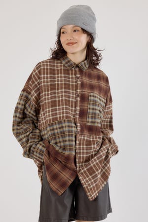 パッチワークチェックシャツ