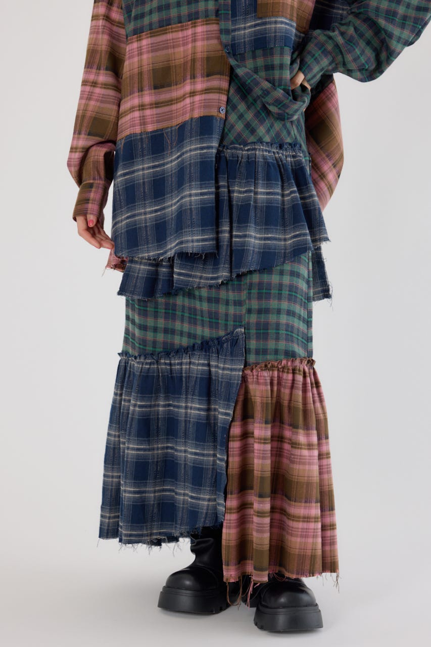 RODEO CROWNS WIDE BOWLのランダムティアードチェックスカート