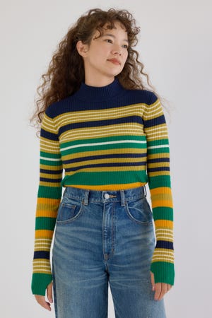 マルチボーダーニットトップス