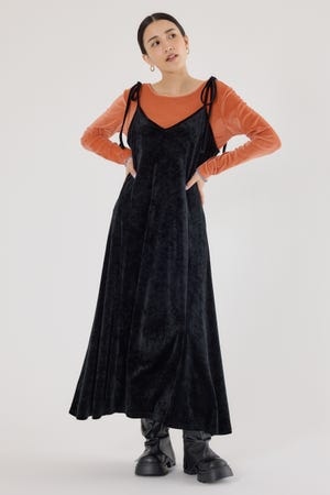 ベロアキャミワンピース