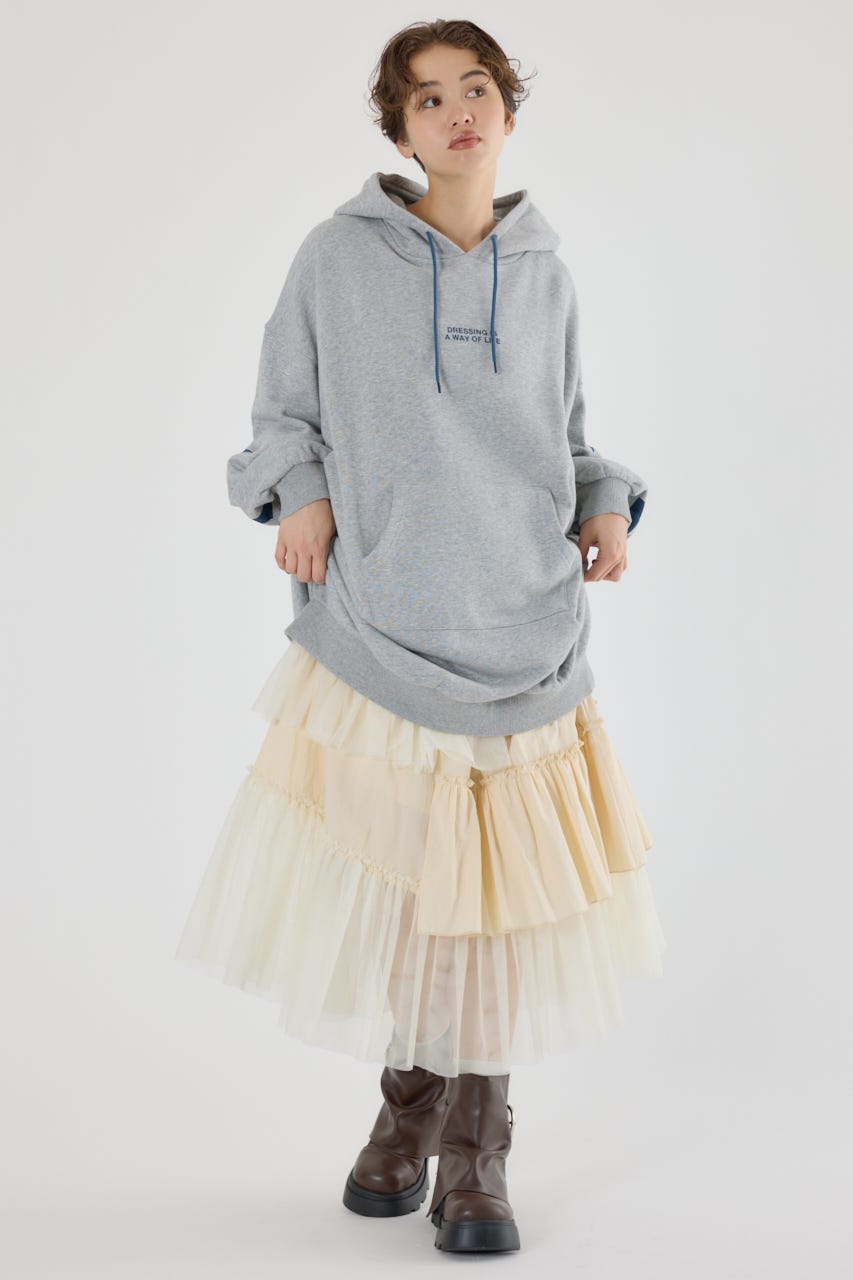 ロゴパーカーワンピース T.GRY FREE