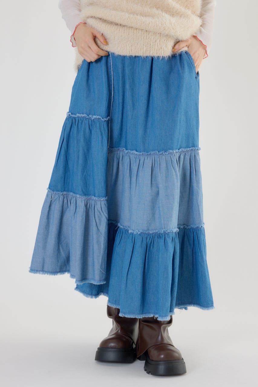 RODEO CROWNS デニムスカートXS新品 RODEO CROWNS WIDE BOWL | アシメティアードデニムスカート