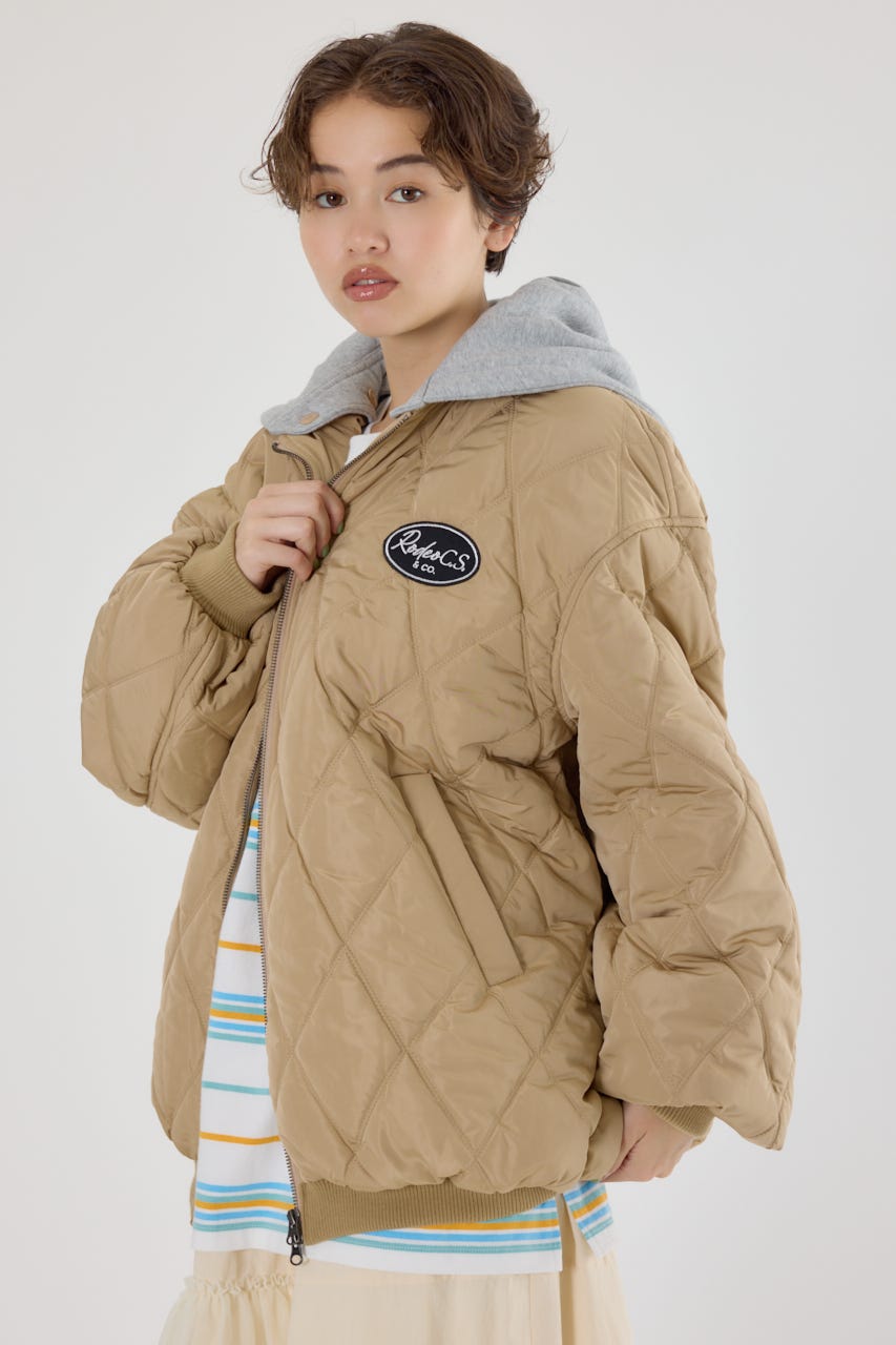 キルティングフードブルゾン BEG FREE