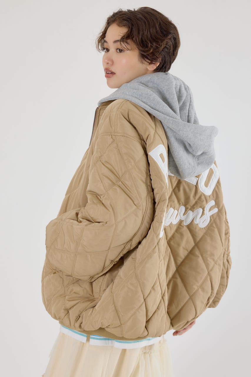 キルティングフードブルゾン BEG FREE