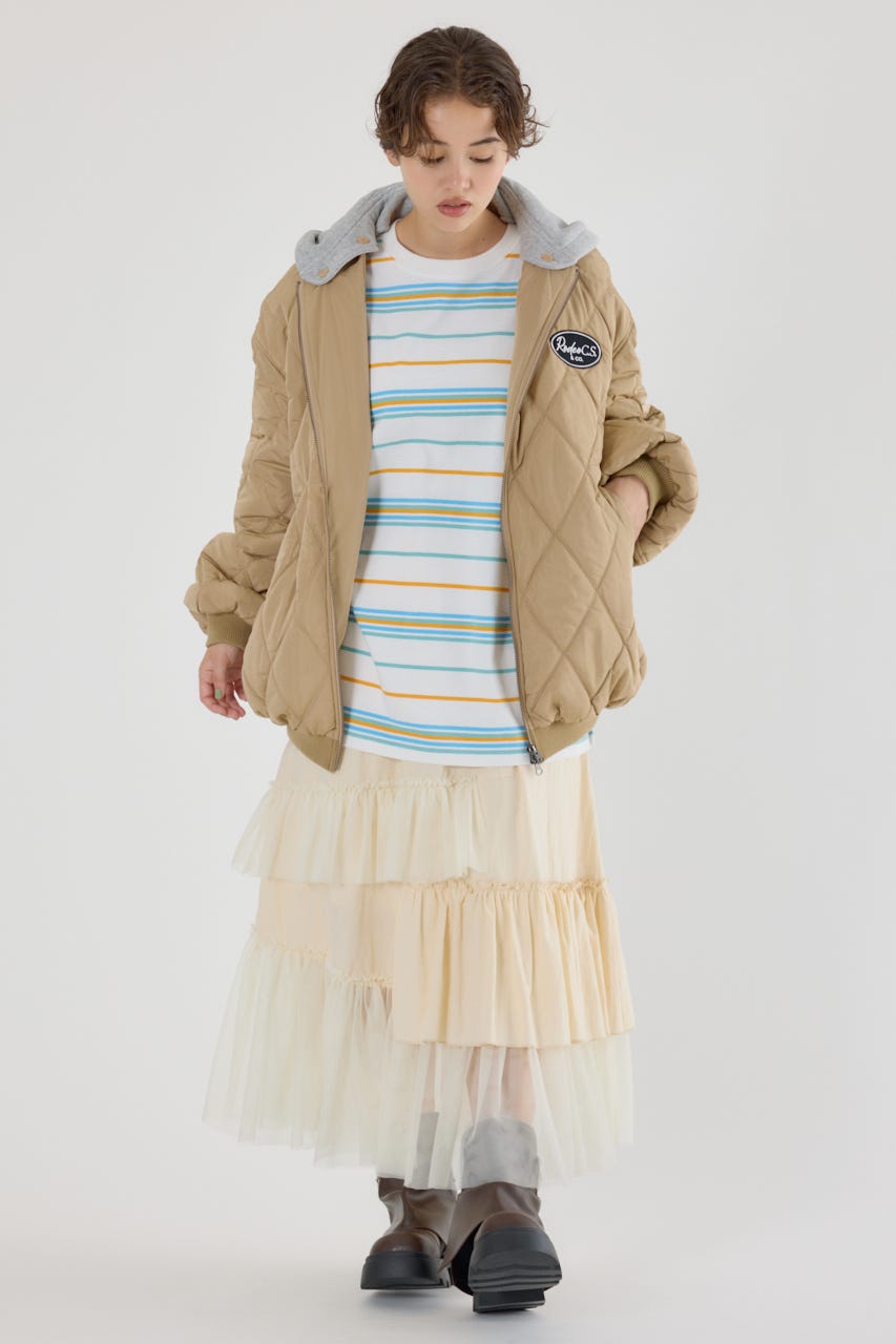 キルティングフードブルゾン BEG FREE