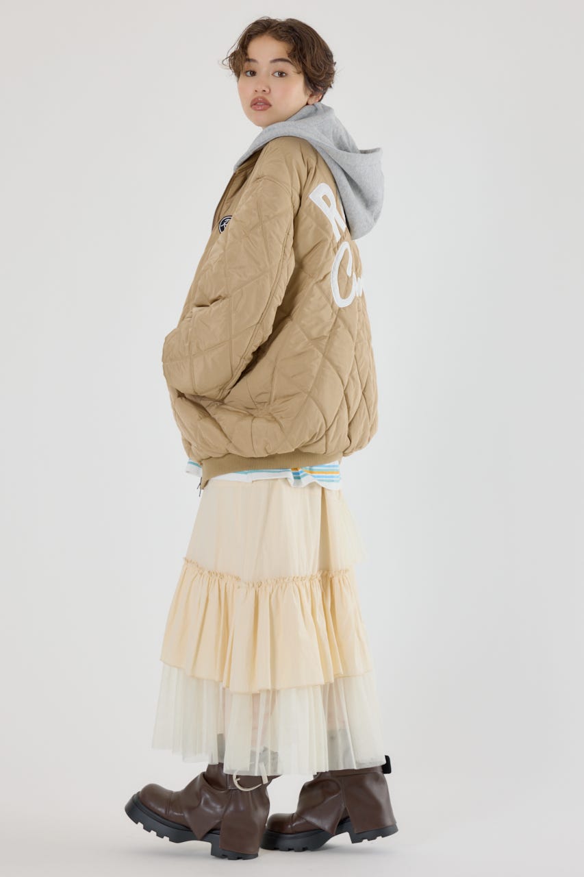 キルティングフードブルゾン BEG FREE