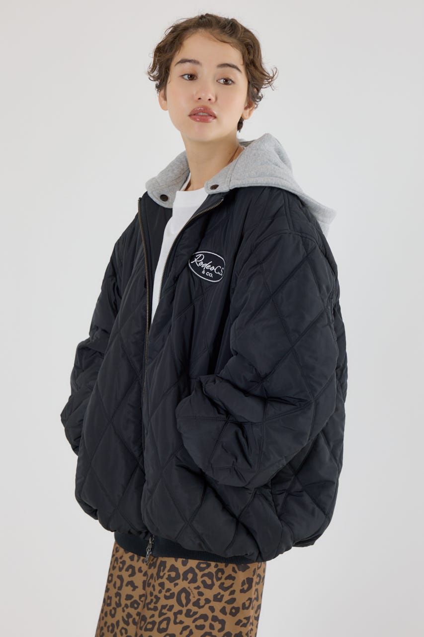 キルティングフードブルゾン BLK FREE