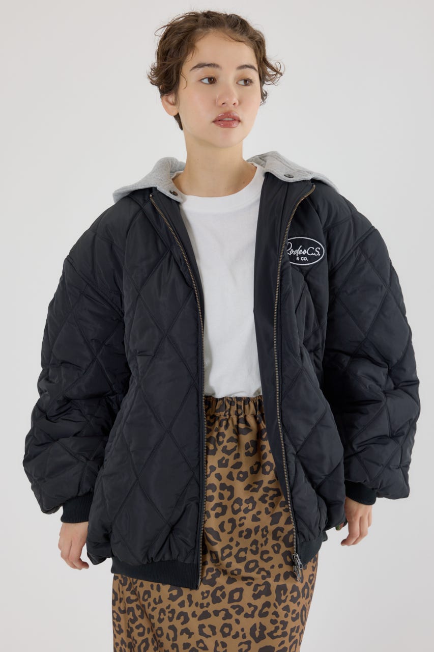 キルティングフードブルゾン BLK FREE