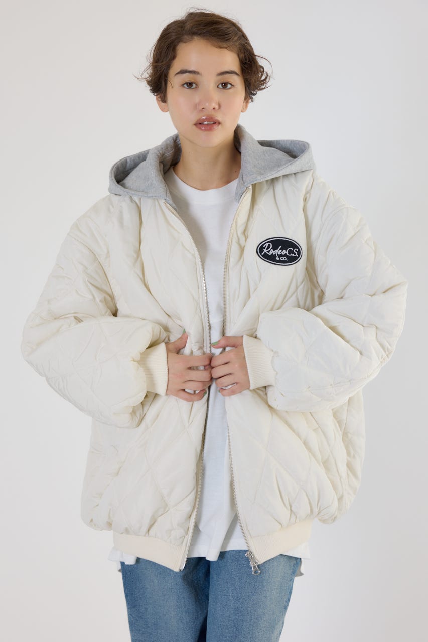 キルティングフードブルゾン O/WHT FREE