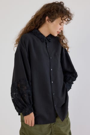 フリンジジャガード切替シャツ