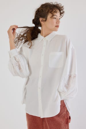 フリンジジャガード切替シャツ