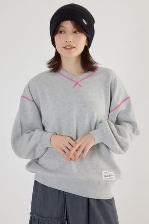 スウェットライク Vネックトップス