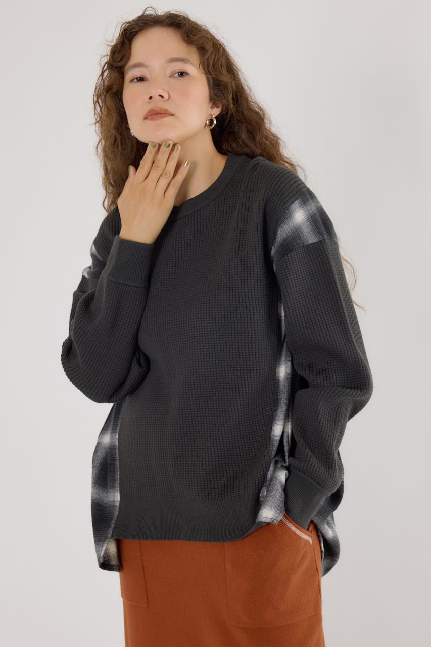 RODEO CROWNS WIDE BOWL | チェックドッキングトップス (ニット