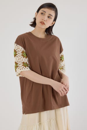 FLOWERクロシェドッキングTシャツ