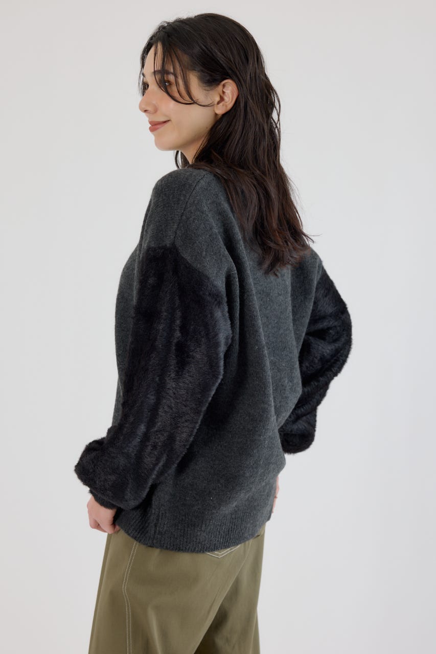 アームシャギーニットトップス C.GRY FREE