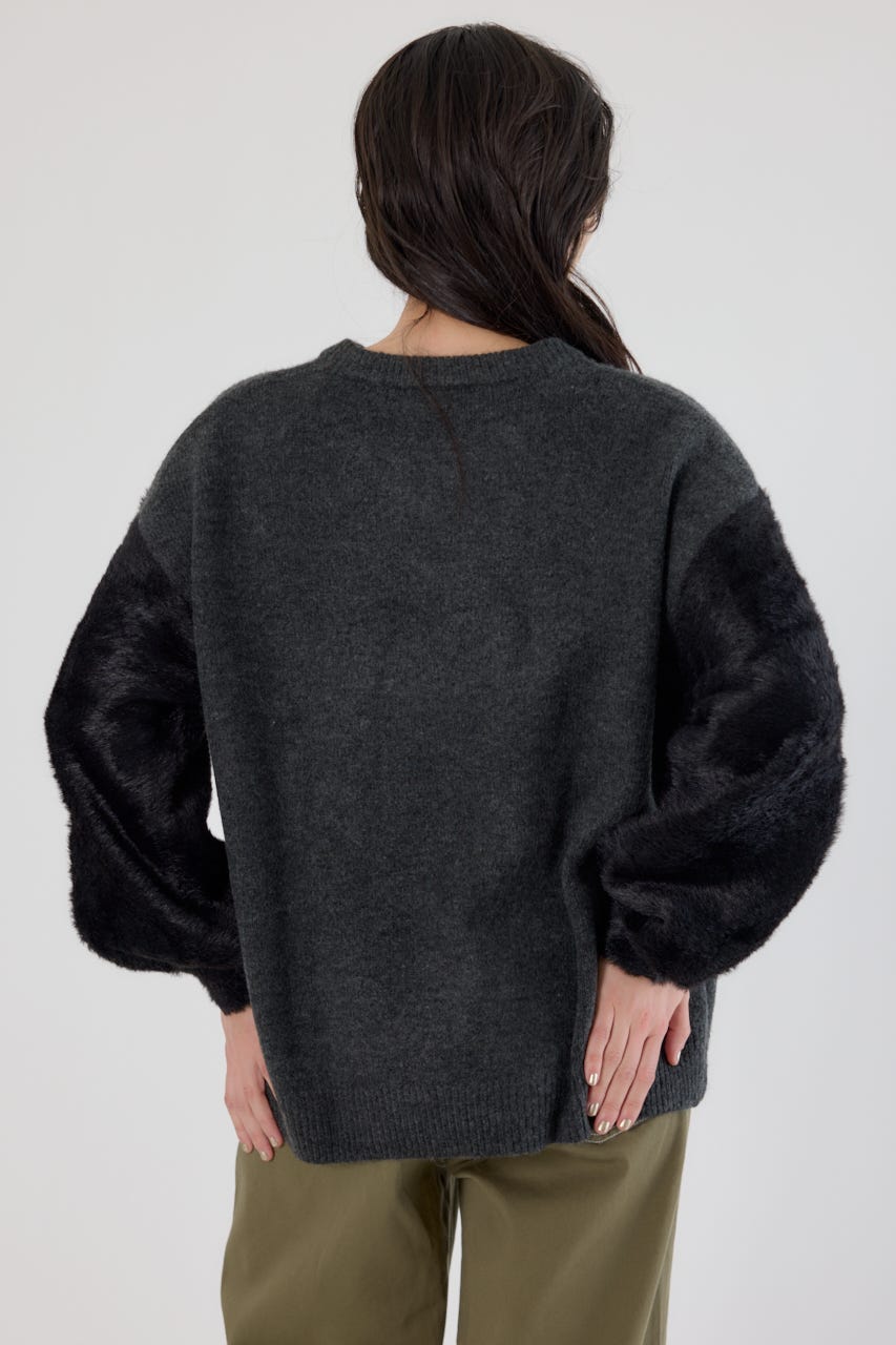 アームシャギーニットトップス C.GRY FREE