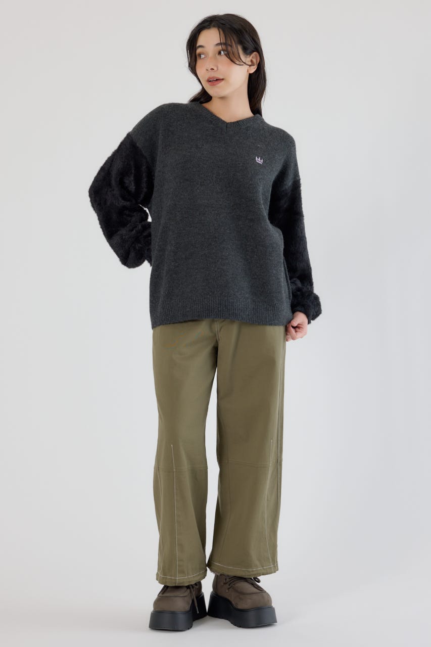 アームシャギーニットトップス C.GRY FREE