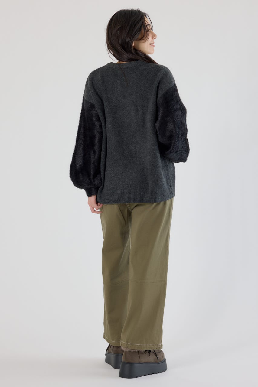 アームシャギーニットトップス C.GRY FREE