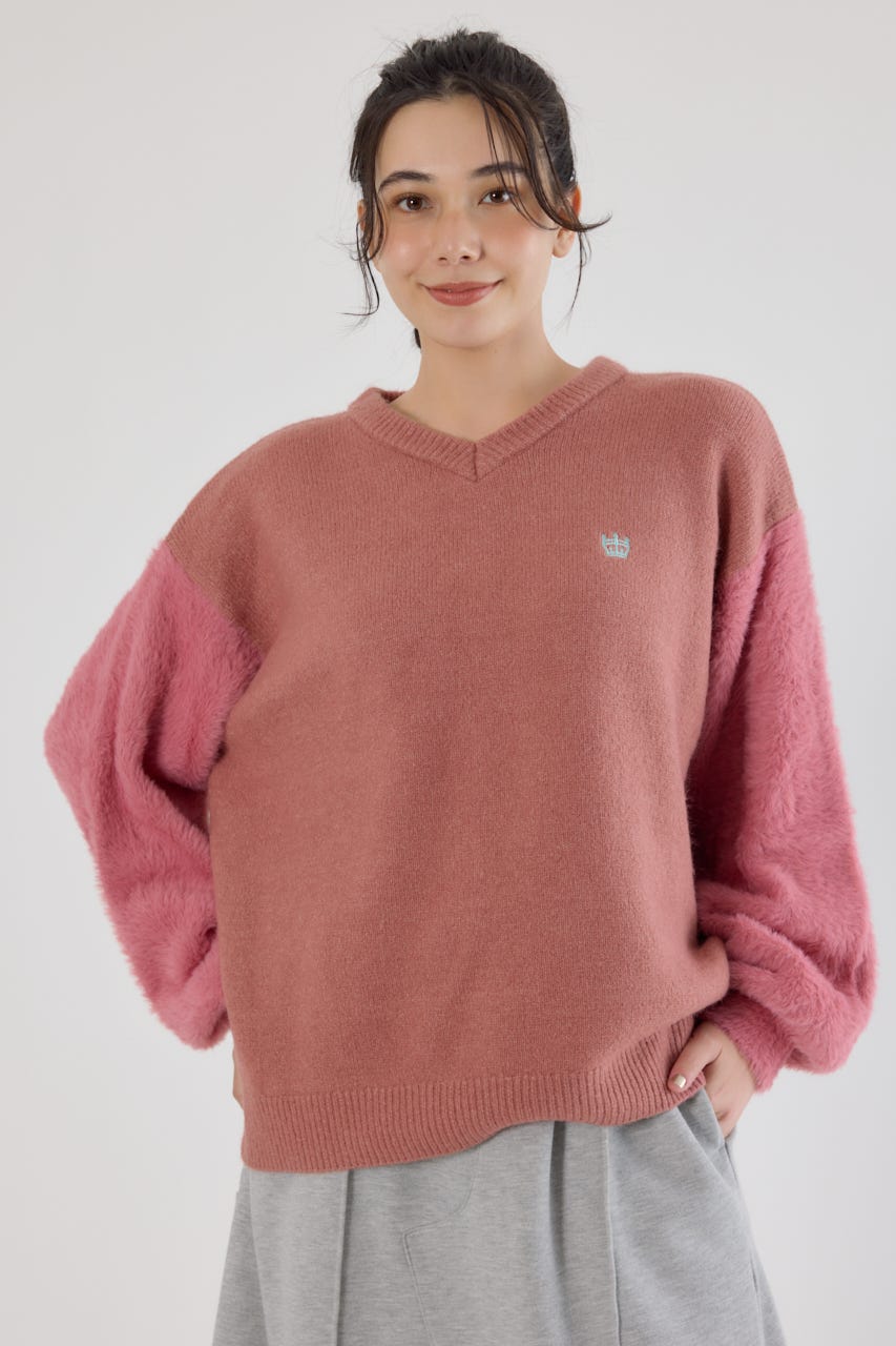 アームシャギーニットトップス D/PNK FREE