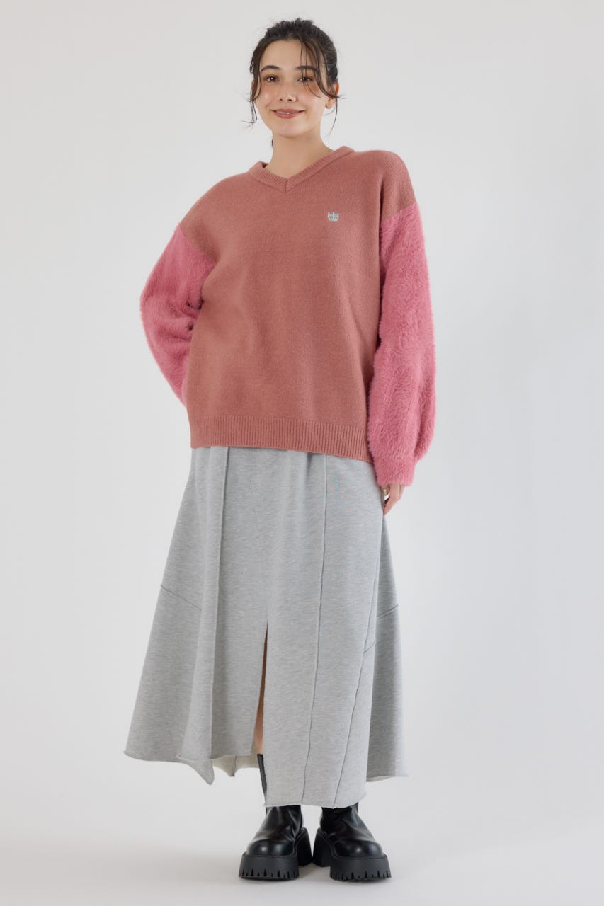 アームシャギーニットトップス D/PNK FREE