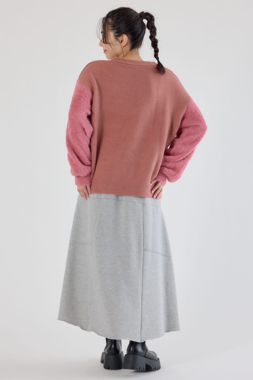 アームシャギーニットトップス D/PNK FREE