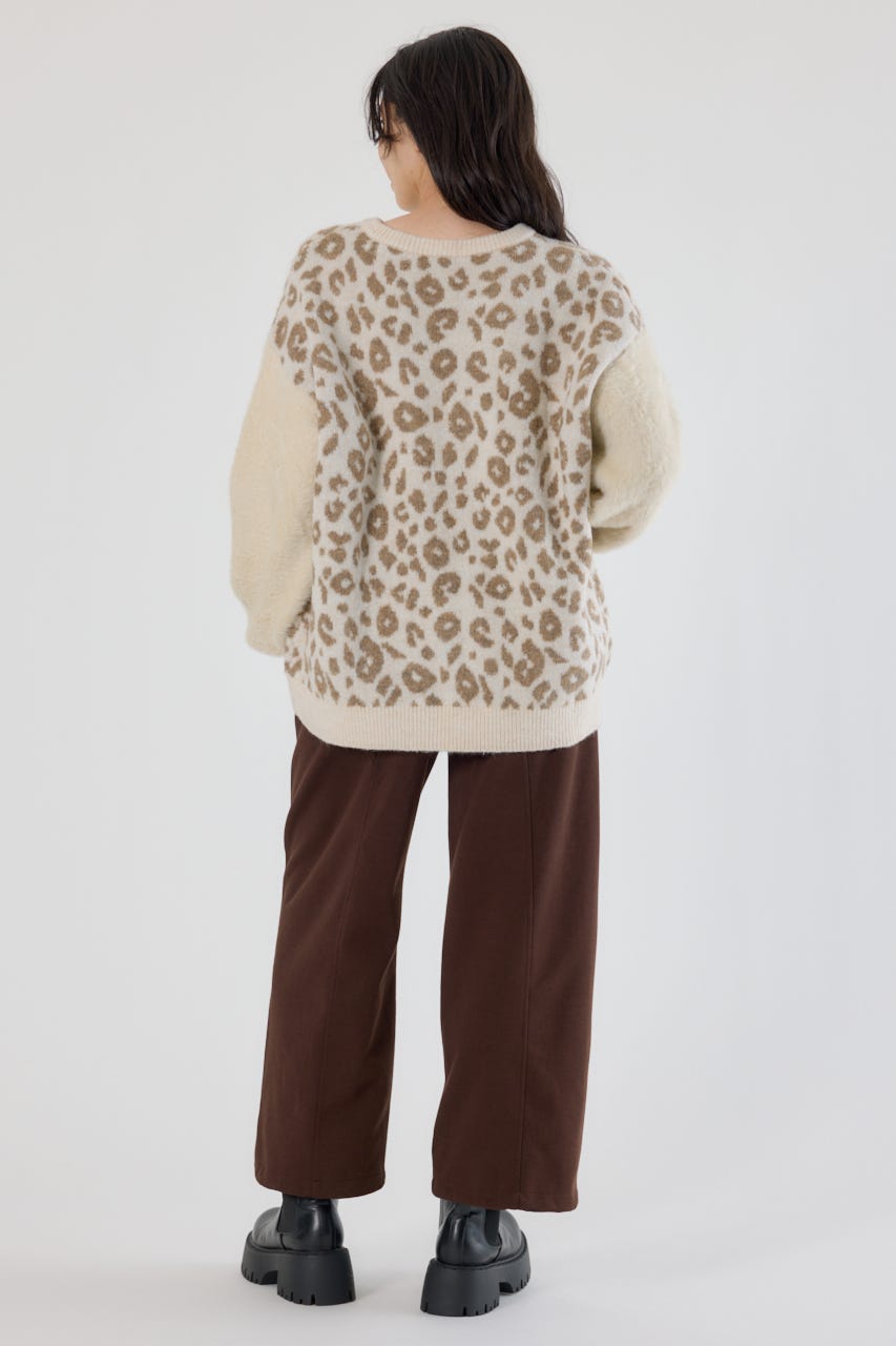 アームシャギーニットトップス 柄BEG FREE