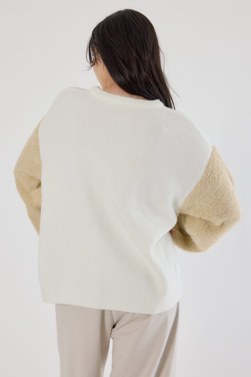 アームシャギーニットトップス O/WHT FREE