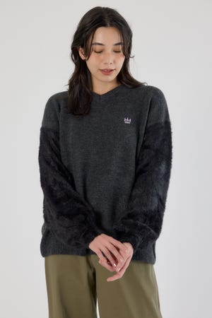 アームシャギーニットトップス