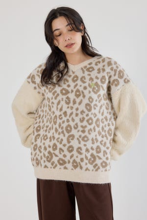 アームシャギーニットトップス