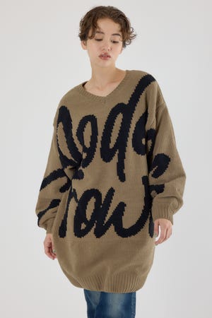 ロゴ2WAYモールニットワンピース