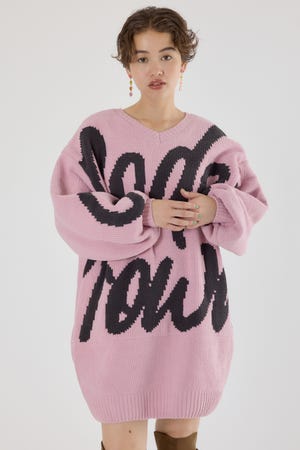 ロゴ2WAYモールニットワンピース