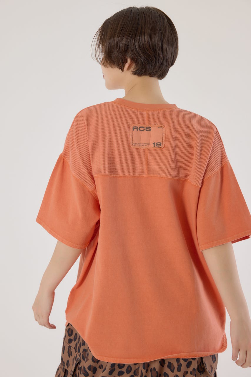 レターロゴ ワッフル Tシャツ 2色 半袖 ルーズ トップス cr9565 ワッフル半袖Tシャツ(M ホワイト): トップス｜Right-on公式