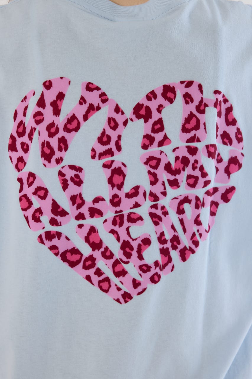 Heart Leopard Tシャツ SAX M
