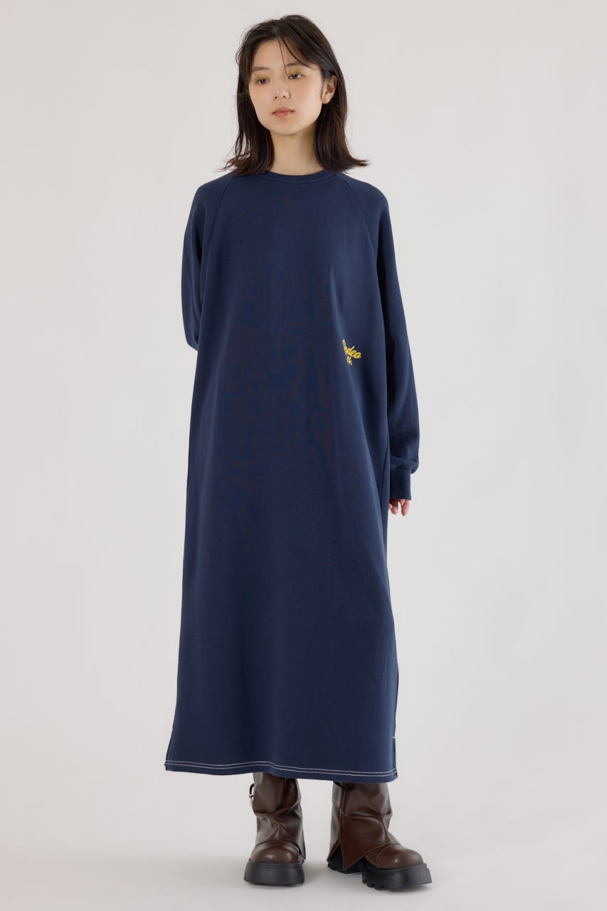ラグランカラーステッチワンピース NVY FREE