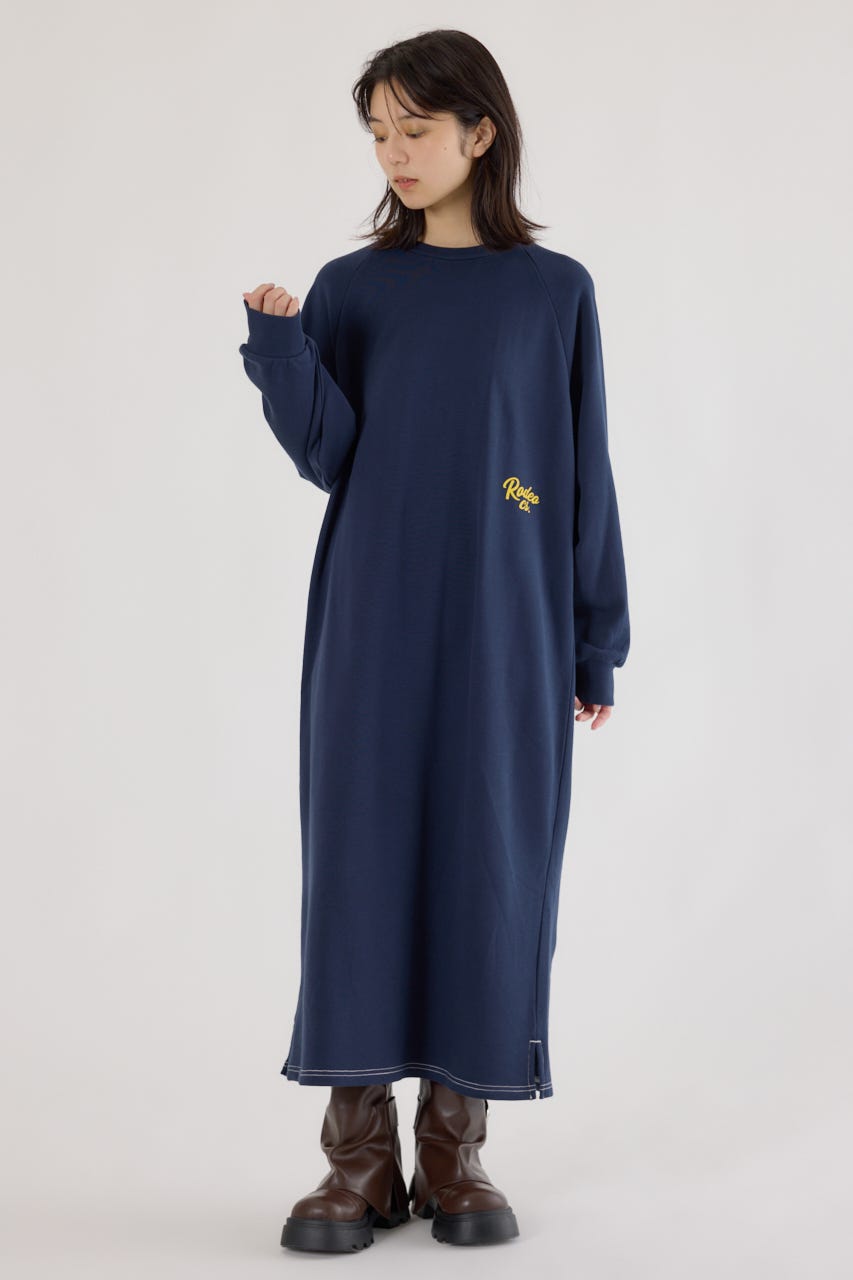 ラグランカラーステッチワンピース NVY FREE