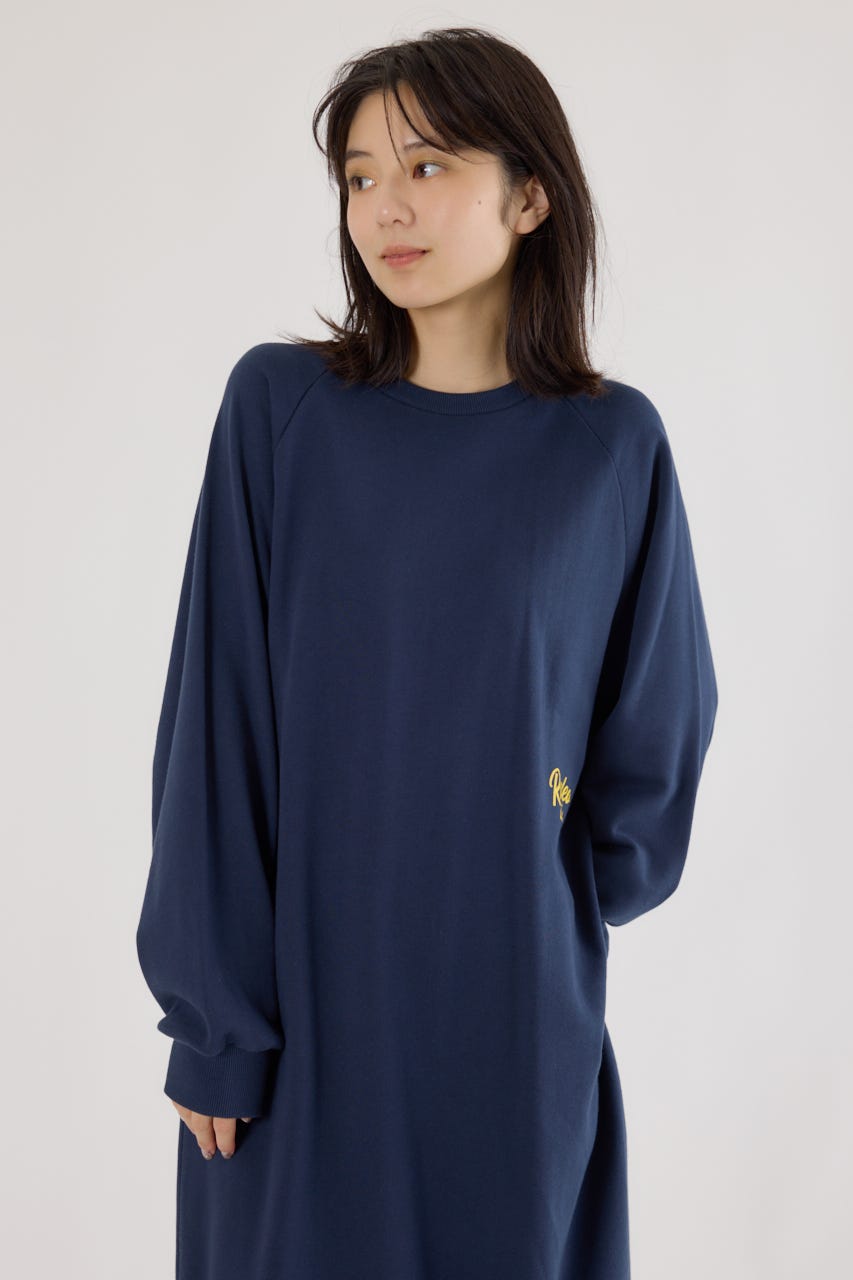 ラグランカラーステッチワンピース NVY FREE
