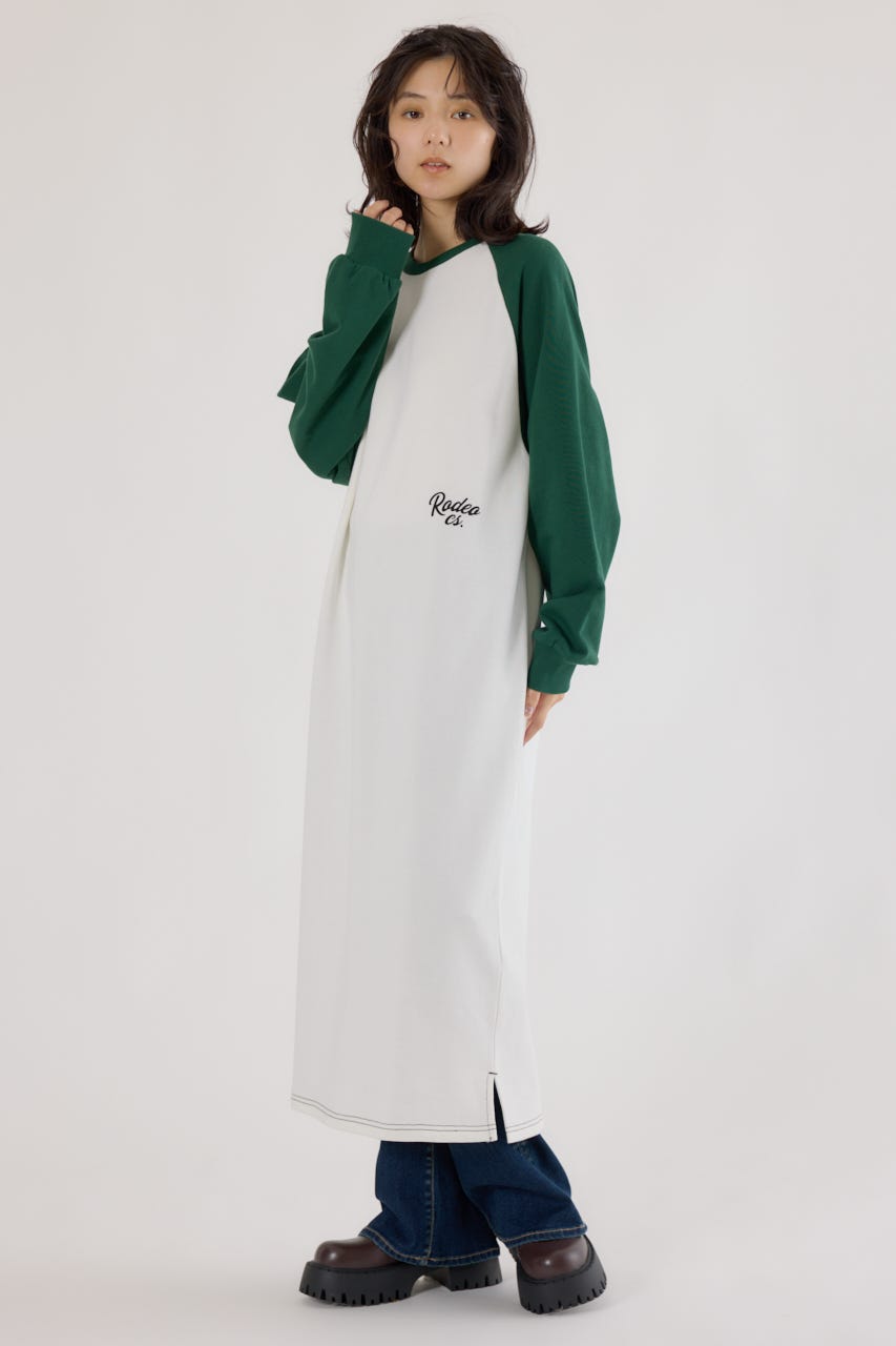 ラグランカラーステッチワンピース O/WHT FREE