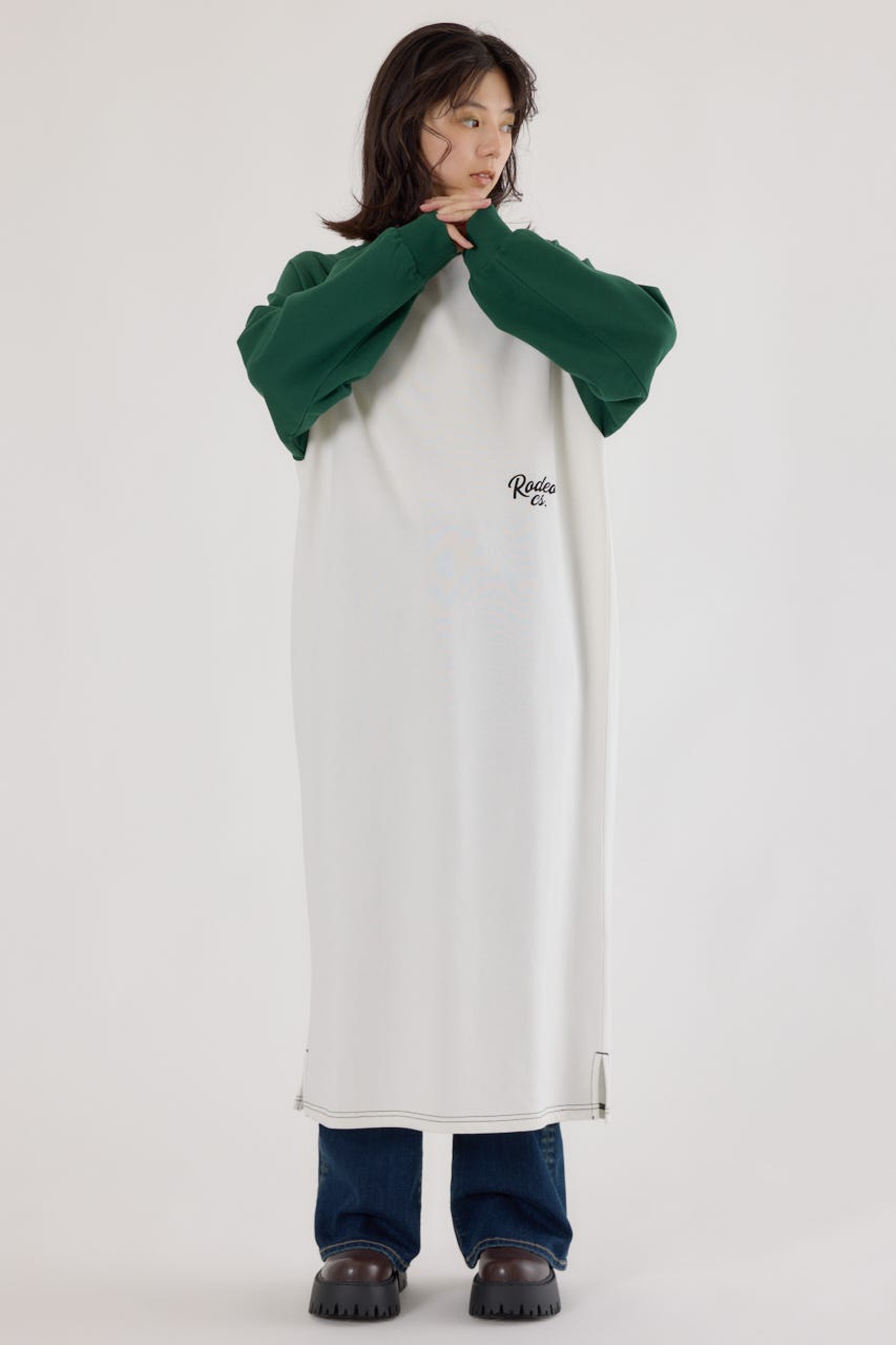 ラグランカラーステッチワンピース O/WHT FREE