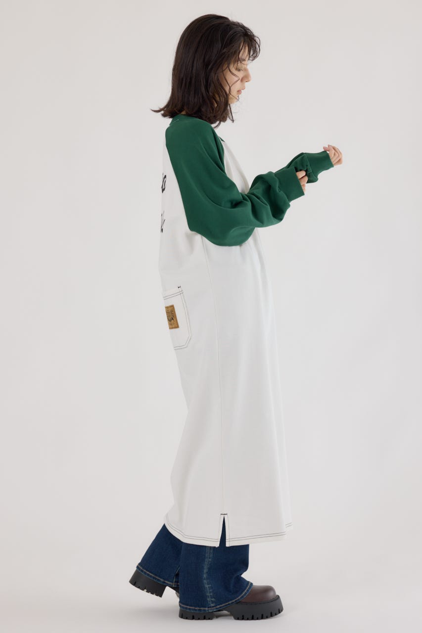 ラグランカラーステッチワンピース O/WHT FREE