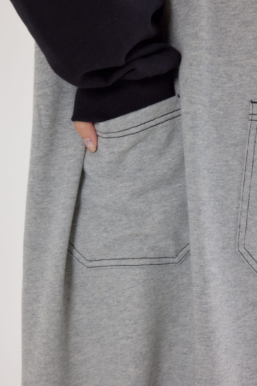 ラグランカラーステッチワンピース T.GRY FREE