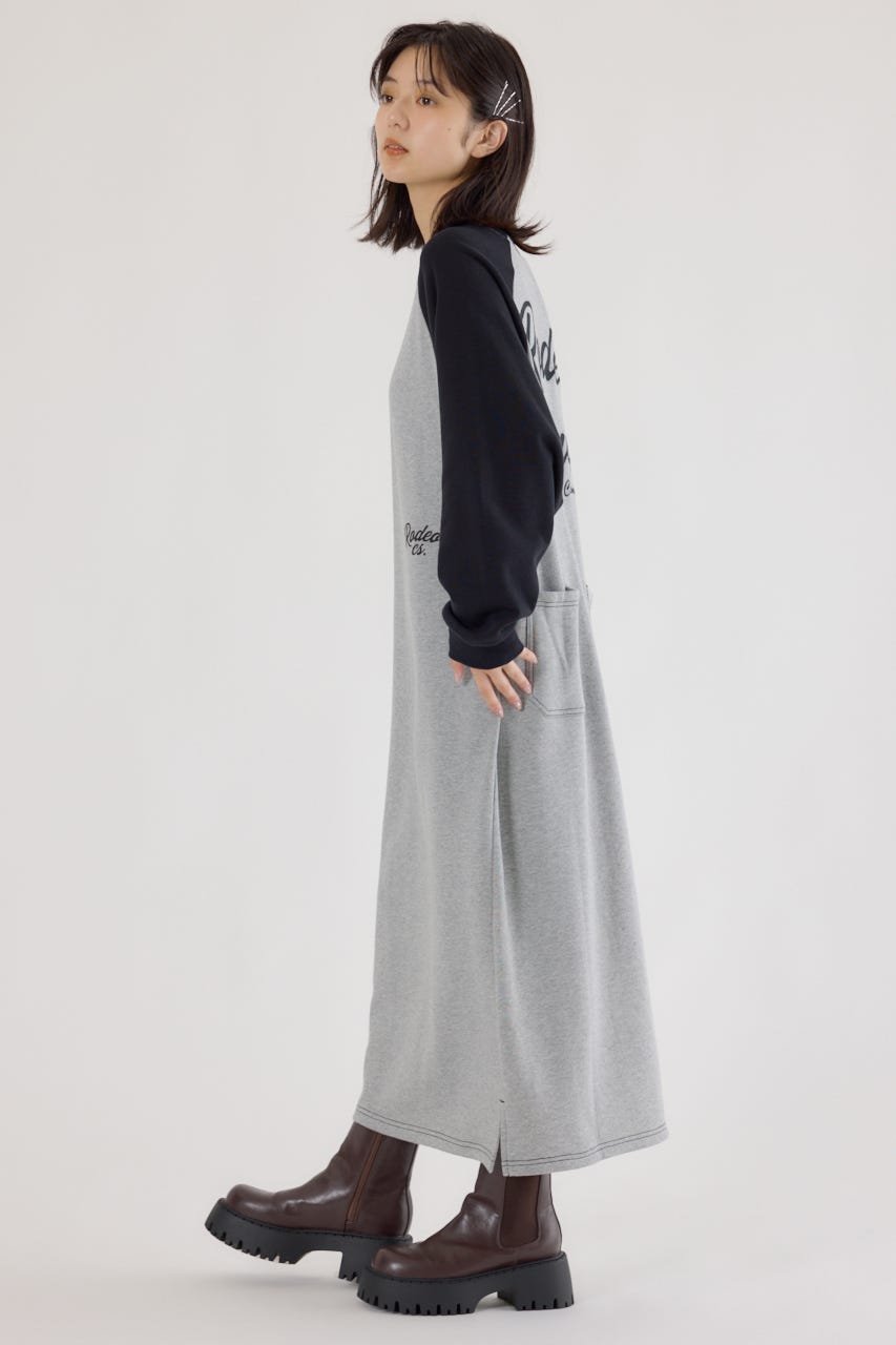 ラグランカラーステッチワンピース T.GRY FREE