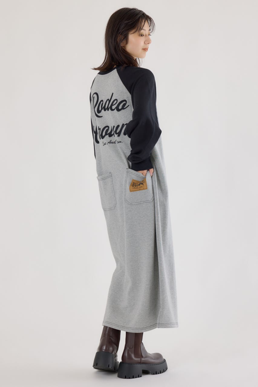 ラグランカラーステッチワンピース T.GRY FREE