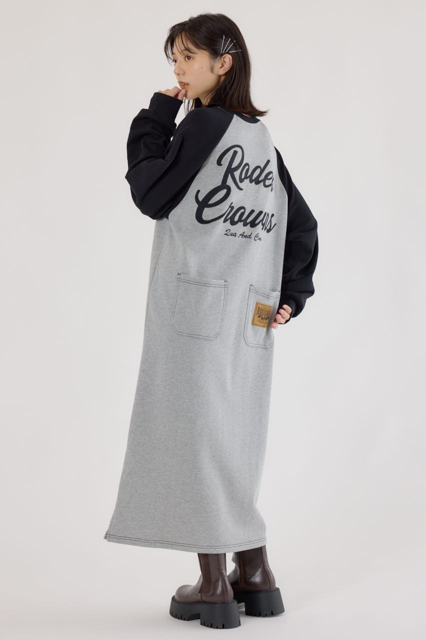 ラグランカラーステッチワンピース T.GRY FREE