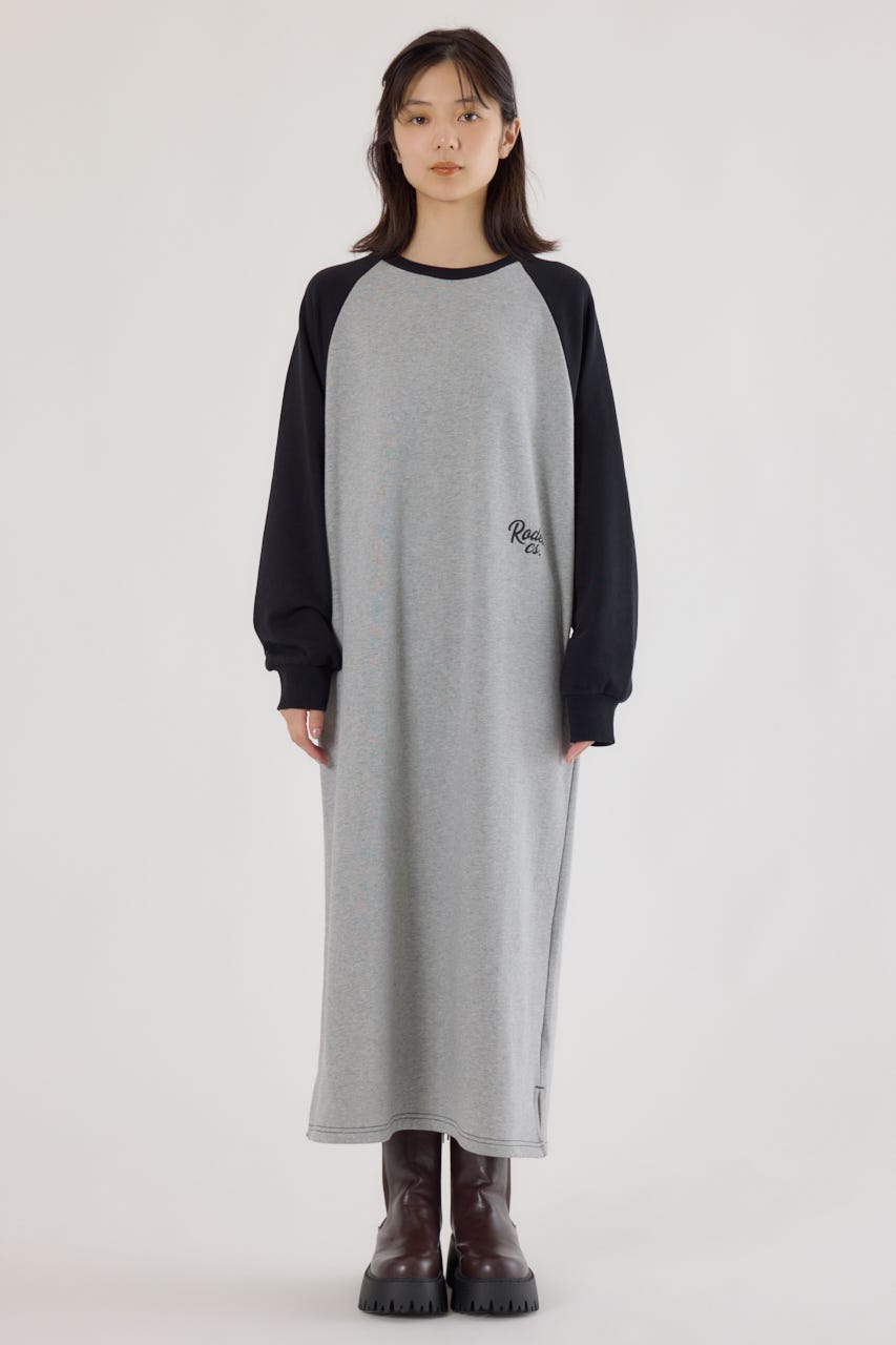ラグランカラーステッチワンピース T.GRY FREE