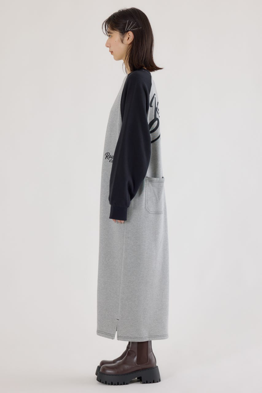 ラグランカラーステッチワンピース T.GRY FREE