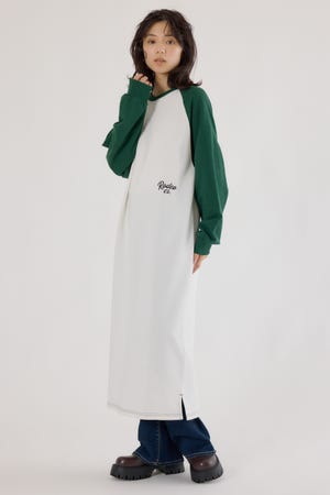 ラグランカラーステッチワンピース