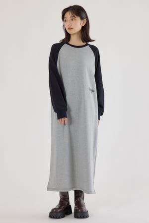 ラグランカラーステッチワンピース
