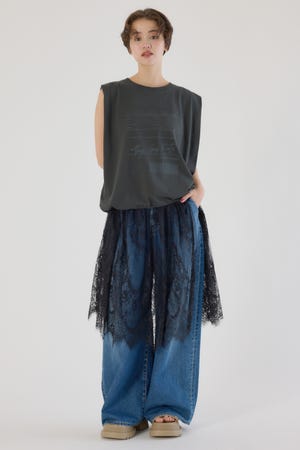 レースドッキングブラウジングワンピース